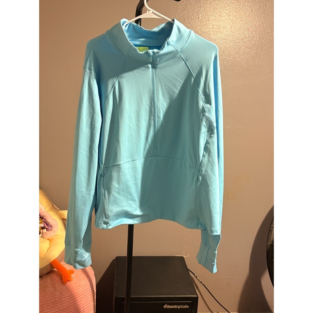 All In Motion 3/4 Zip Light Blue, Long Sleeve w Pockets, Pull Over Jacket Sz‎ 4X